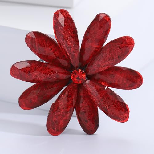 Image of Acrylic Flower-Shape Brooch Pin for Women Statement Brooch