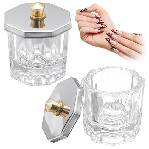 2 Stück Glas Dappen Schalen Für Acrylnägel – Rosa, Mit Deckel, Nagelstudio Zubehör