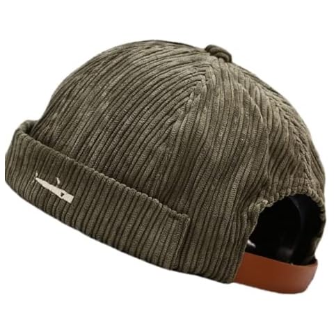 Faringoto Men's Skullies Fisherman Beanie Brimless Cap Adjustable Docker Cap for Worker ArmyGreen Cover