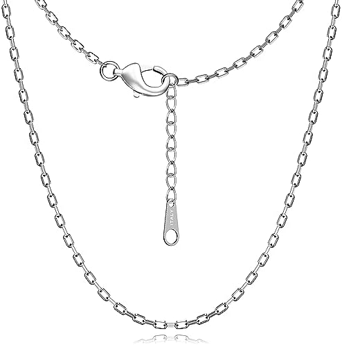 ROSIEYO sterling silver necklace chain women: long real 925 tiny strong lobster claw clasp - thin chain for pendant girls italian adjustable replacement 18-24 inch
