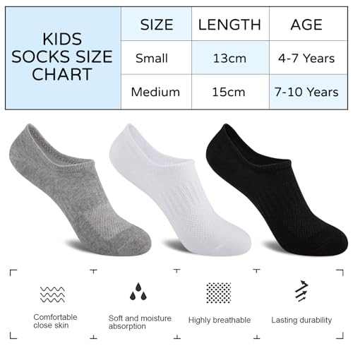 Comfoex 10 Pairs No Show Boys Socks Cotton Mesh Non Slip Low Cut Invisible Athletic Socks For Kids 4-10 Years2