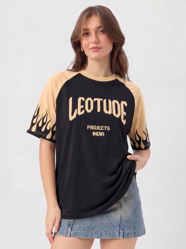 Image of LEOTUDE Half Sleeve Round Neck Tshirt for Women, Oversized Longline
