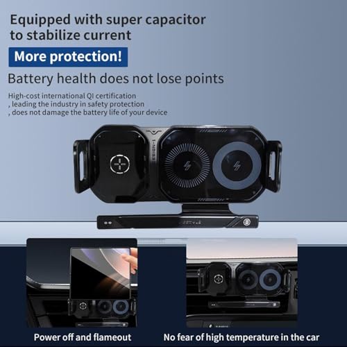 Cargador inalámbrico para coche y soporte para teléfono celular 15W 3