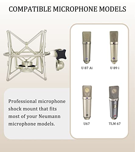 Image of U87 Ai Shock Mount - Microphone Mount Compatible for Neumann U87 Ai,U67 Set,U89 i and TLM 67 Condenser Mic by SUUNTOK,Silver
