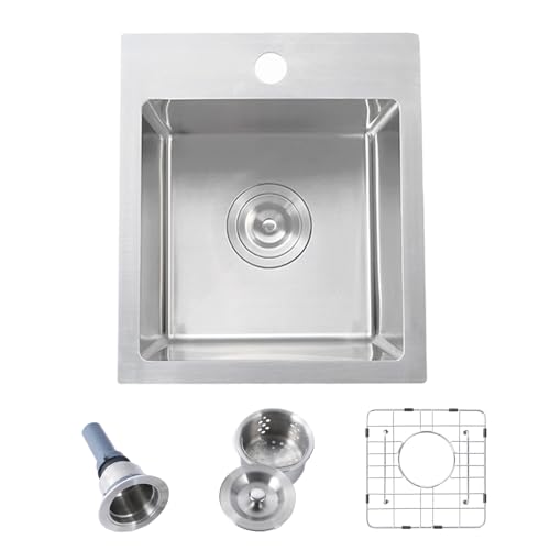 Hotis Drop in Bar Sink, 13 x 15 Inch Topmount RV Small Kitchen Wet Bar Sink, Stainless Steel Small...