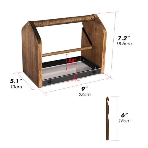 Image of J JACKCUBE DESIGN Wooden Yarn Holder with Storage Tray and 12 Crochet Hooks, Anti-Slip Yarn Dispenser for Knitting & Crochet, Portable Organizer for Craft Supplies(Black) - MK1310A