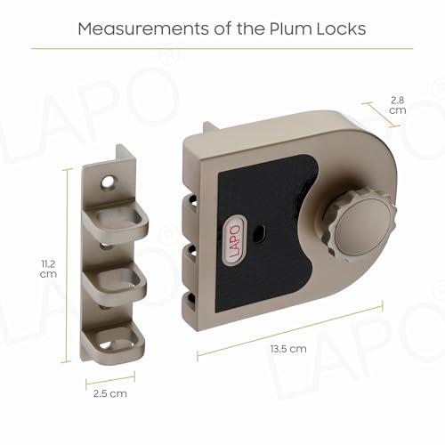 Image of LAPO Plum Lock, Vertibolt Ultra XL+, Deadbolt for Main Door, Left /Right-Handed Door, Inside Opening Door Lock with Reversible Lever Knob, Works with Single & Double Door, 3 Keys,Matt Finish