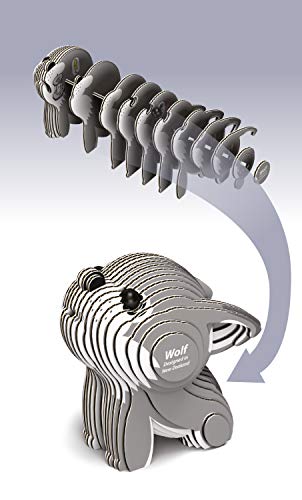EUGY Loup 3D puzzle en carton écoresponsable pour loisirs créatifs - 4