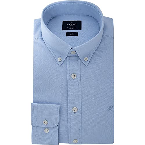 Hackett London Para Hombre. HM309361 Camisa Oxford Fit Slim Azul (M), Casual, Fiesta, AlgodóN, CláSico, Manga Larga - 4
