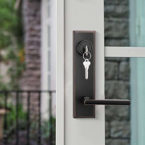 Image of Haidms Oil Rubbed Bronze Front Door Handle Set, Entry Door Lever and Deadbolt Set with Reversible,Exterior Door Lock Set, Modern Square Front Door Hardware