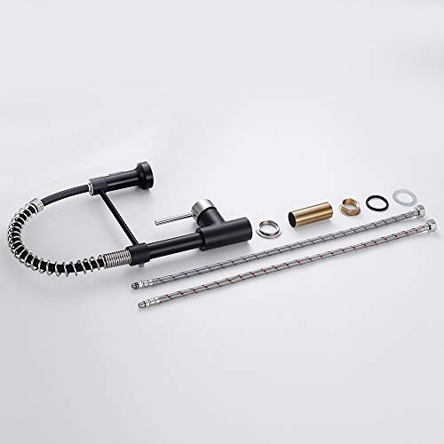 Owofan Low Lead Modern Single Handle Pull Down Sprayer Spring Kitchen Faucet, Brass Black&Brushed Nickel Kitchen Sink Faucets #TOP6
