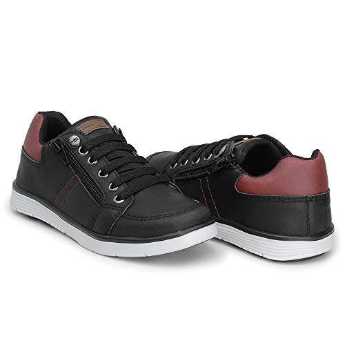Sapatênis Infantil Com zíper Tênis Casual Menino Masculino (27, Preto)