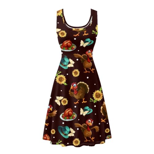 Image of TOADDITDO Women's Sleeveless O Neck Beach A-Line Party Coctail Tank Dresses Flared Sundress