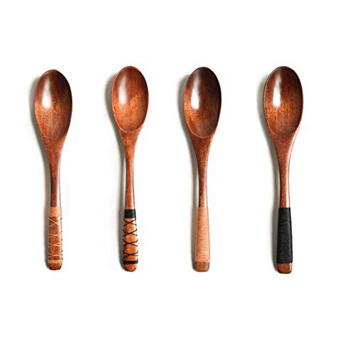 AUCH Handmade Japanese Style Soup Spoon Natural Wood Rice Serving Tableware Flatware Set