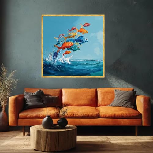 Tableau sur toile poisson abstrait pour un salon moderne et lumineux