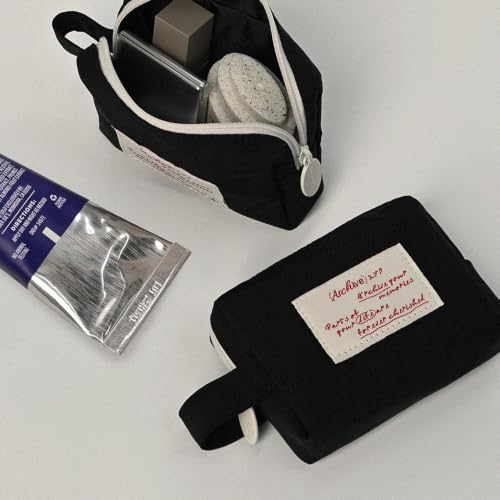 Image of Monolike Archive 247 Handy Pouch, Black - Small Nylon Pouch, Portable Cosmetic & Toiletry Case, Tech Cable Organizer, Daily Storage Bag