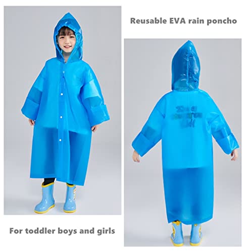 Image of Rain Poncho for Kids Boys Girls - 2 Pack Reusable Waterproof Rain Coat Jacket for Teen Disney, Clear Pink Yellow Blue Purple