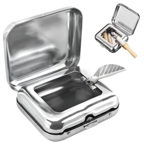 Cenicero Portatil, Mini Cenicero de Bolsillo, Cenicero de bolsillo con tapa, para Viajes al Aire Libre Senderismo Camping Pesca en la Playa