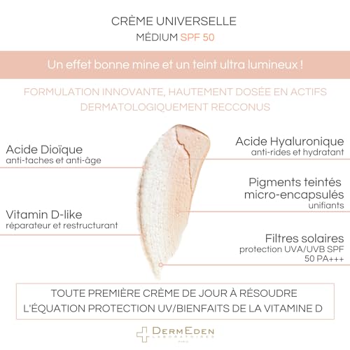 DermEden, "Good Look" Effect Day Cream 50 ml, SPF 50, medium tint, Integral protection against the harmful effects of light - Image 2