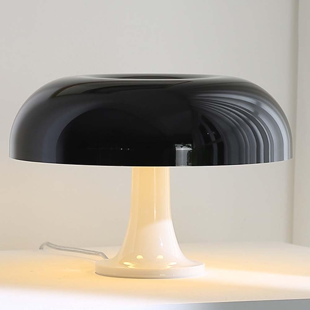 Pilz Tischlampe LED Innen Pilz Lampe mit Kabel Schalter Tischleuchte Dimmbar Nachttischlampe Schwarze Vintage Tisch Lampe Mushroom Deko Schreibtischlampe Runde 3 Helligkeitsstufen,A
