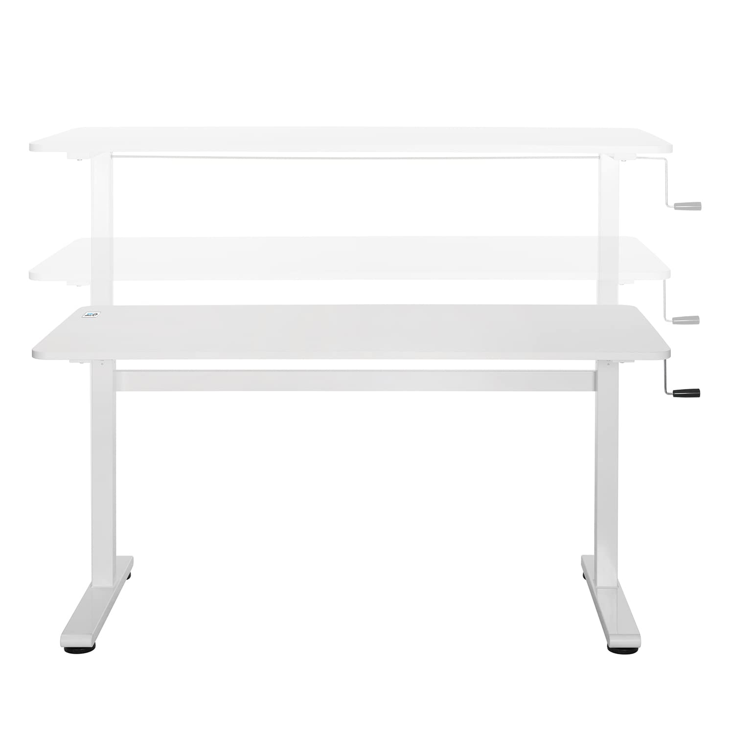 ER-401 Sitz-Steh-Schreibtisch Manuell Höhenverstellbarer Bürotisch Ergonomischer Tisch max. 117cm Belastbar bis 40kg (Weiße Farbe)