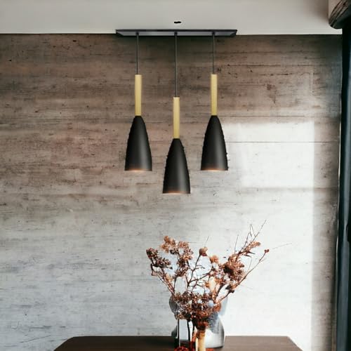 Image of GreyWings 3 Light Linear Hanging Glass Shape Shade Light, Black,(Bulb not Included.) 3 Light Linear Set