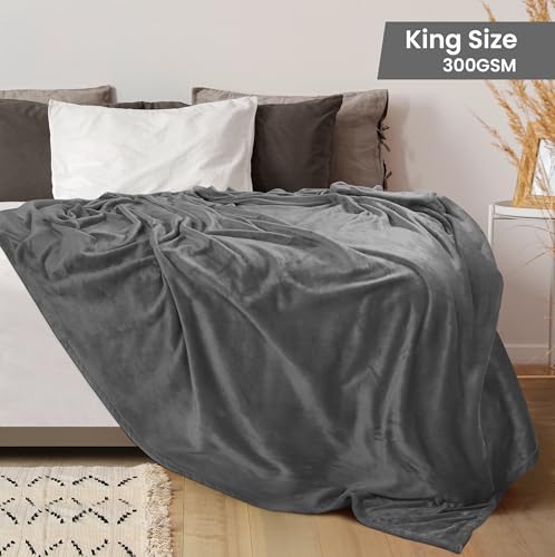 Image of Utopia Bedding Grey 300GSM Fleece Blanket (King Size - 90x102 Inch) Luxury Soft Bed Blanket (Bulk Pack of 9)