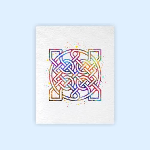 Dignovel Studios 8 x 10インチ フレームなし ケルトノット 屈曲アート 水彩アートプリント シンボル インスピ