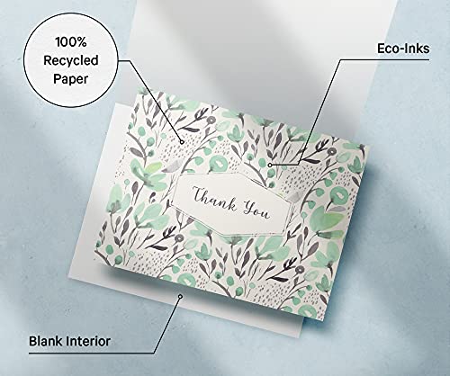 Image of Twigs Paper Watercolor Flowers Thank You Cards, 12 Blank Note Cards