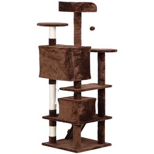 Torre para gatos de interior 54 in con rascador y cama miniatura 7