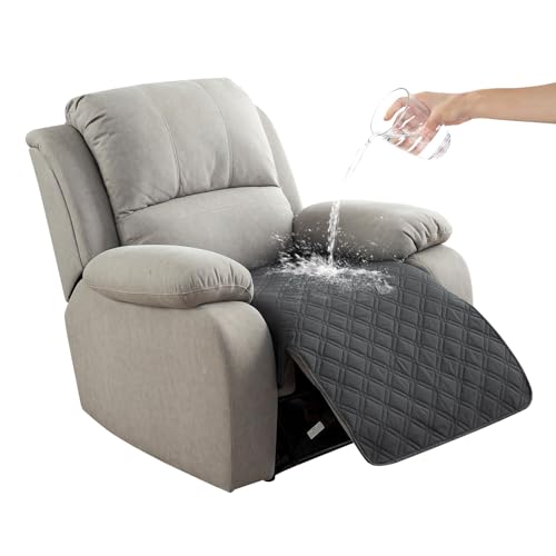 Image of Genina Waterproof Recliner Chair Covers, Recliner Cover for Dog Pets Friendly, Washable Antislip Reclining Chair Cover Furniture Protector, Sofa Slipcover for Living Room(23.6inch /Charcoal Gray)