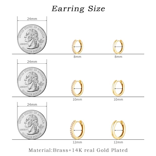Gold Hoop Earrings Set Huggie Hoop Earrings Hypoallergenic Tiny Lightweight Cartilage Cubic Zirconia Jewelry Everyday Earrings for Women Piercing2