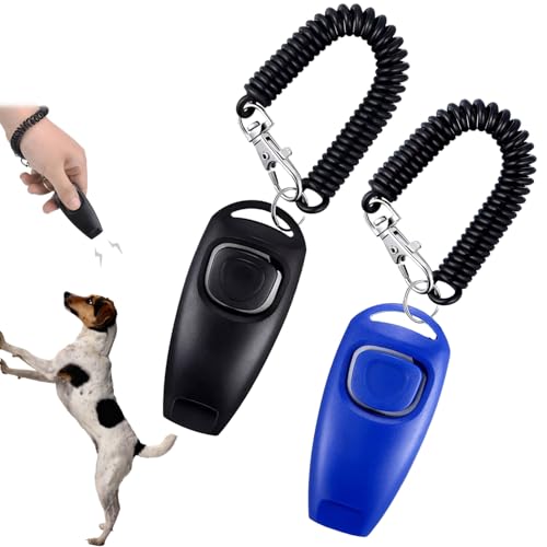Shatore 2 Pcs Professional Dog Training Clicker and Whistle 2-in-1 Clicker for Positive Reinforcement Dog Training Whistle for Effective Commands