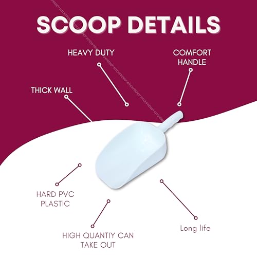 Image of 1kg Capacity Plastic Scoop for Grains, Pet Food, Flour, Spices, Powders, Chemical Use | Heavy-Duty Multipurpose Scooper for Shopkeepers, Manufacturers & Home Use - White