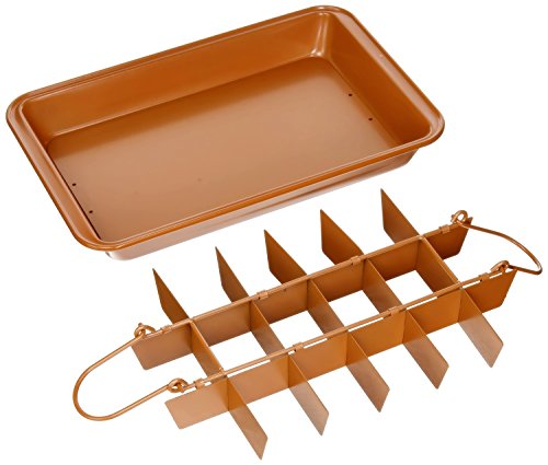 Gotham Steel Brownie Pan with Dividers Nonstick Baking Pan for All Edge Brownies with Removable Divider, 2 in 1 Cake Pan + Brownie Baking Tray with 18 Pre-Cut Molds, Non-Toxic Oven/Dishwasher Safe