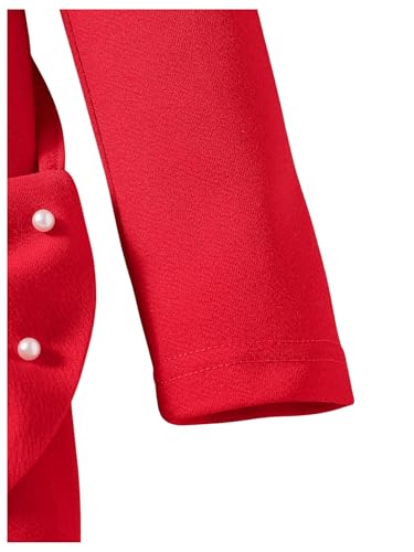 SweatyRocks Girl's Pearls Puff Long Sleeve Dress Mock Neck Birthday Fall Dresses with Bowknot Bag4