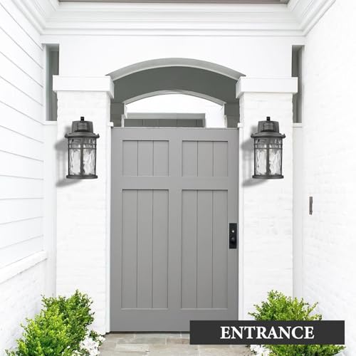 Image of Darkaway Outdoor Porch Lights Wall Mount, Outside Light Fixtures Sconces Wall Lighting with Water Ripple Glass Waterproof Exterior Lights for Patio Yard House Hallway Doorway Garage