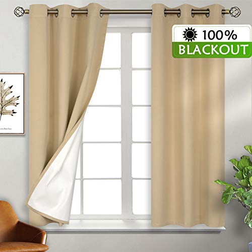 BGment Total Blackout Curtains with Coated Lining, Grommets Thermal Insulated Room Darkening Curtain