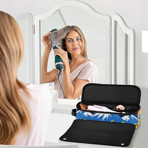 Estuche de viaje 2 en 1 para rizador con alfombrilla resistente al calor, organizador de herramientas para cabello de gran capacidad para planchas, rizadores, planchas alisadoras, con diseño divertido de pato para mujeres miniatura 6