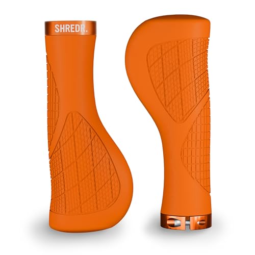 SHREDR. Anatomic Flow | Fahrrad Griffe | Lamellen-Griff | schraubbar Mountainbike-Griffe (orange)