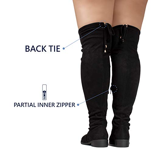 Rf Room Of Fashion Women's Wide Calf Stretchy Zip Closure Over The Knee Boots Black Su Size.10 #TOP4
