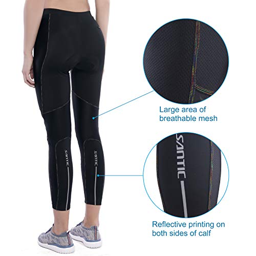 Santic Calças de Ciclismo Femininas Bicicleta 4D Acolchoadas Calças Longas de Bicicleta Respirável e