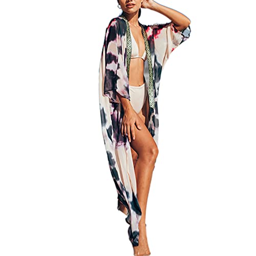 Maillot de bain anti-UV avec cardigan ample batik léger pour une mode plage fraîche