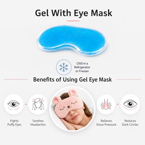 Image of Jenna Sleep Eye Mask with cooling gel for Men Women, Night Sleeping Mask & Blindfold, Block Out Light, Soft Comfort Eye Shade Cover for Travel Nap (Pink)