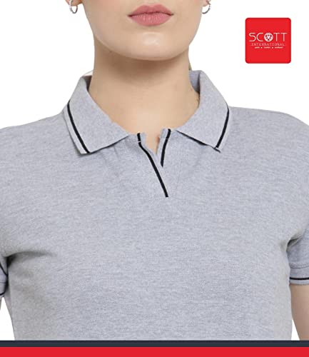 Image of Scott International Women's Regular Fit 100% Pure Organic Cotton Polo T-Shirt | Womens Polo Collar Neck T-Shirt | Cotton Plain Polo Neck Half Sleeve T-Shirt | Tshirts for Women