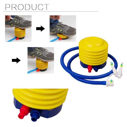Image of Portable Foot Air Pump with Hose - Plastic Labor-Saving Inflatable Pump for Sports, Mattress, Inflatable Boat, Exercise Ball, Balloon, Swimming Ring, Pool Toys (Multicolour)