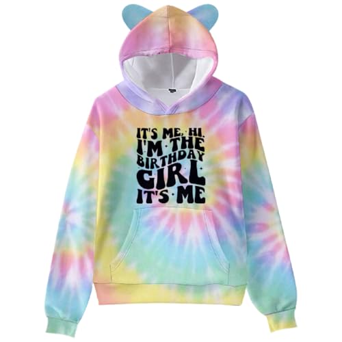 Toddler Girls Cat Ear Hoodie Sweatshirt Birthday Girl Pullover Sweatshirt Little Princess Birthday Clothes