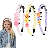 ACO-UINT 3Pcs Headbands for Girls Flower Heart Girls Headbands Toddler Headband with Teeth Hair A...