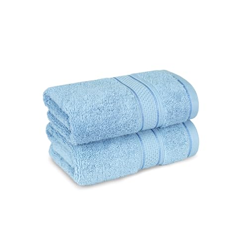 Image of MYTRIDENT Towels for Hand, Indulgence Collection, 100% Cotton Towels for Men /Women, 600 GSM, 2 Pc Hand Towel Set Luxury, 40 cm x 60 cm - Bora Blue