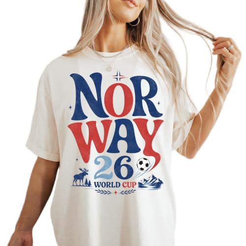 DAYLEA Norway World 2026 Cup Soccer Fan T-Shirt Retro Norwegian Football Supporter Graphic Tee Ivory